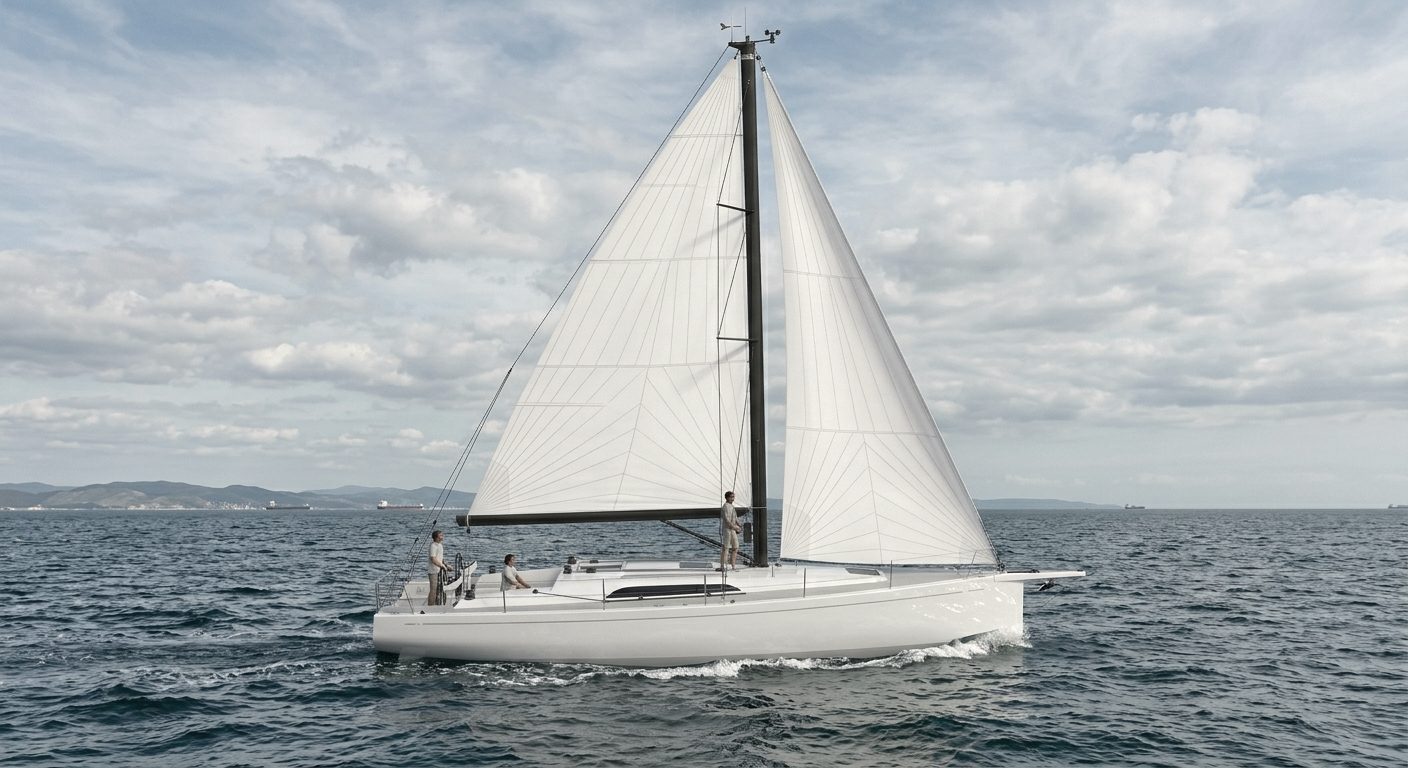 Velero navegando frente a la costa de la Región de Murcia